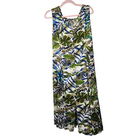 Dressbarn Womens Size 12 Tropical Leopard Print Maxi Dress Sleeveless - Picture 1 of 8